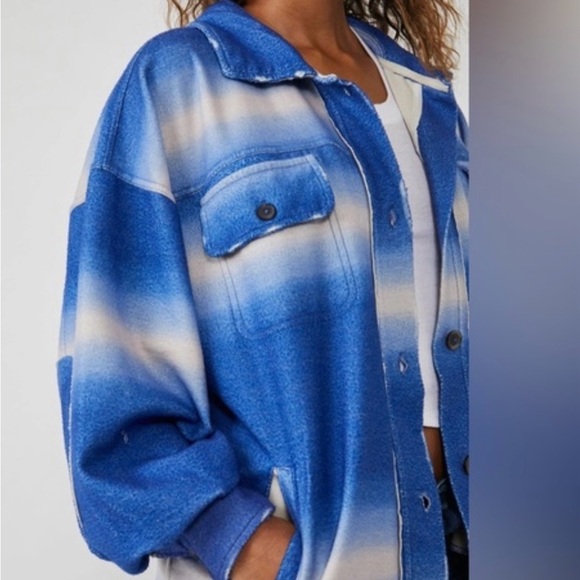 Free People Jackets & Blazers - Free People Ruby Ombré Shacket Jacket | Sky Blue | XL